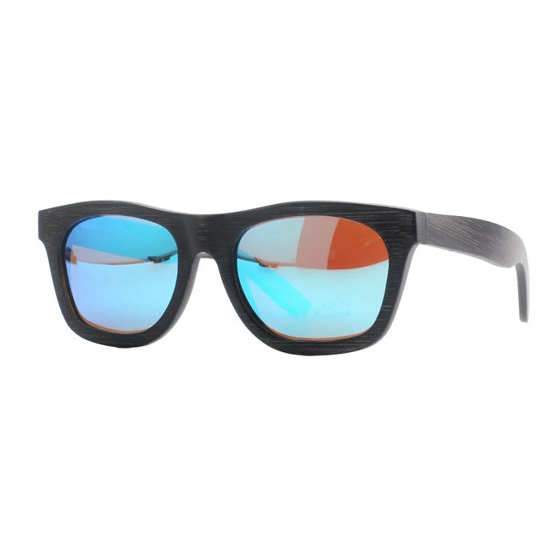 pandoo – Mørk bambus Polaroid solbrille – blå