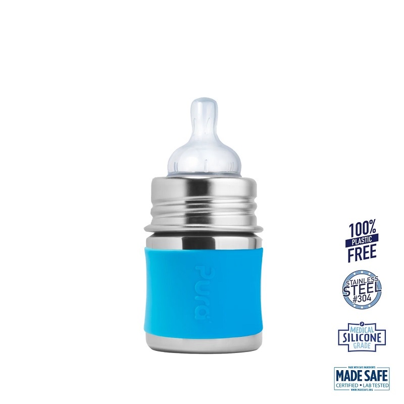 Se Pura® - Kiki Baby Sutteflaske 0+ mdr. Aqua 150ml - Slow flow hos Organic Beauty Supply