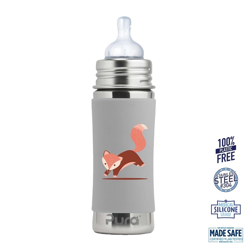 Pura® - Kiki Baby Sutteflaske 3+ mdr. fox cartoon 325ml - Medium flow