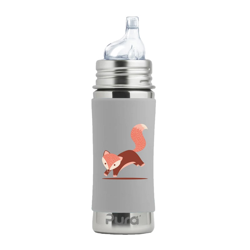 Pura® - Sipper Spouts Baby Sutteflaske 6+ mdr. Grey Fox 325ml - Fast flow