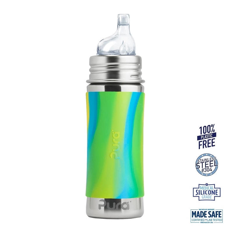 Pura® - Sipper Spouts - Baby Sutteflaske 6+ mdr. Mint | Moss | Aqua 325ml - Fast flow