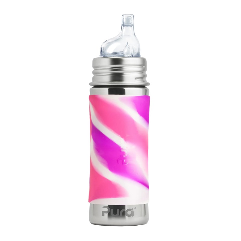 Pura® - Sipper Spouts - Baby Sutteflaske 6+ mdr. Pink | Rosa | Hvid 325ml - Fast flow