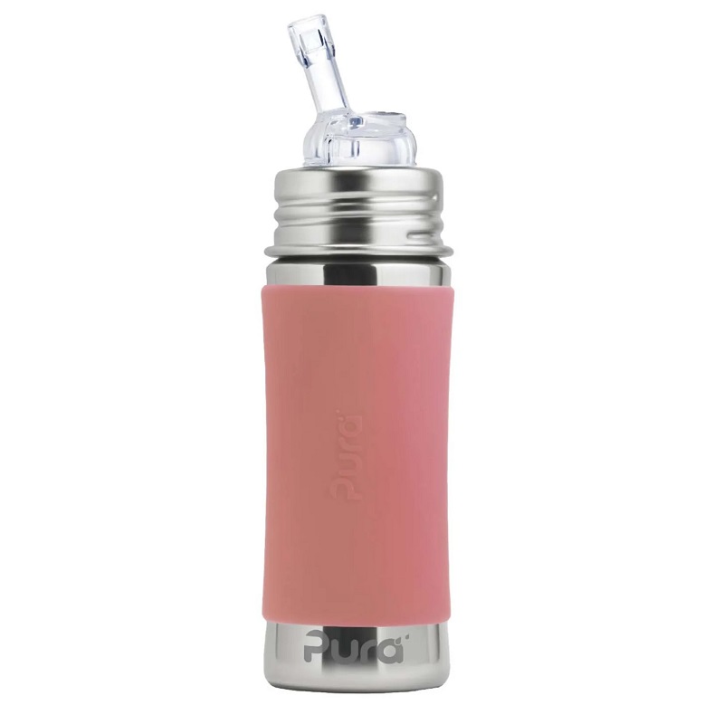 Pura® - Kiki Straw Baby Sutteflaske 6+ mdr. Rosa 325ml - Fast flow