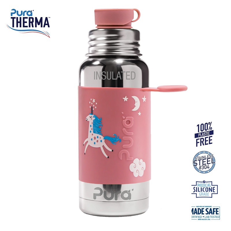 Pura® – Therma Sportsflaske Big Mouth® Enhjørning 475ml