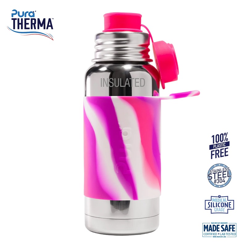Pura® - Therma Sportsflaske Big Mouth® Pink Swirl 475ml