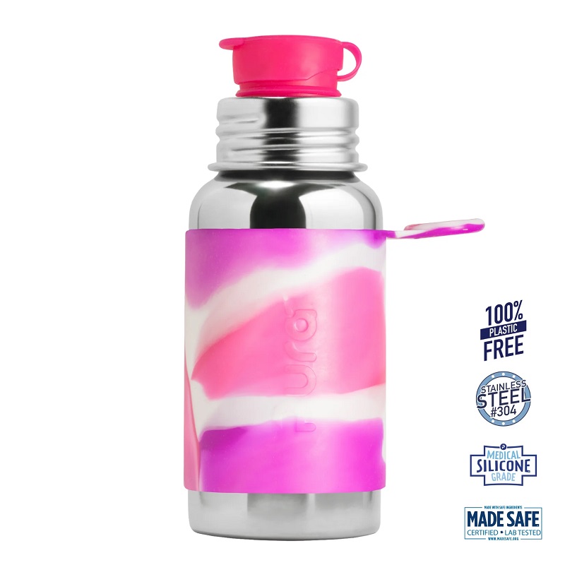 Se Pura® - Big Mouth SPORTSflaske Pink Swirl 550ml hos Organic Beauty Supply