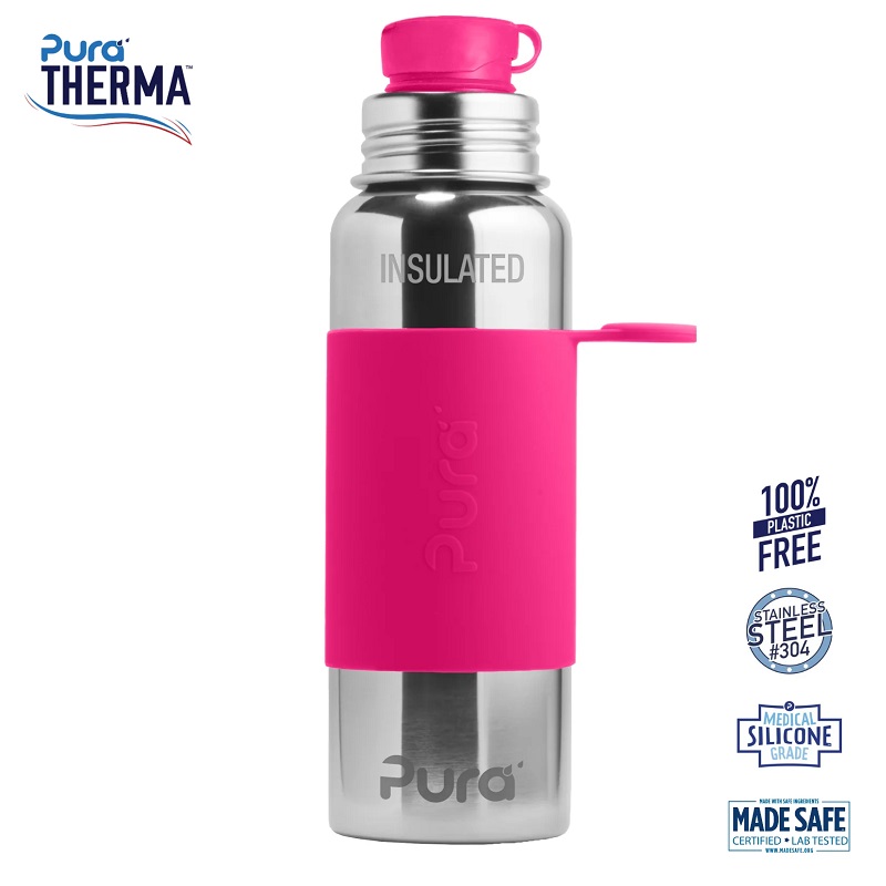 Se Pura® - Therma Sportsflaske Big Mouth® Pink 650ml hos Organic Beauty Supply