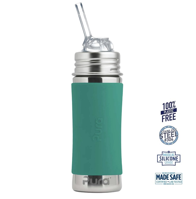 Pura® – Kiki Straw Baby Sutteflaske 6+ mdr. Mint 325ml – Fast flow