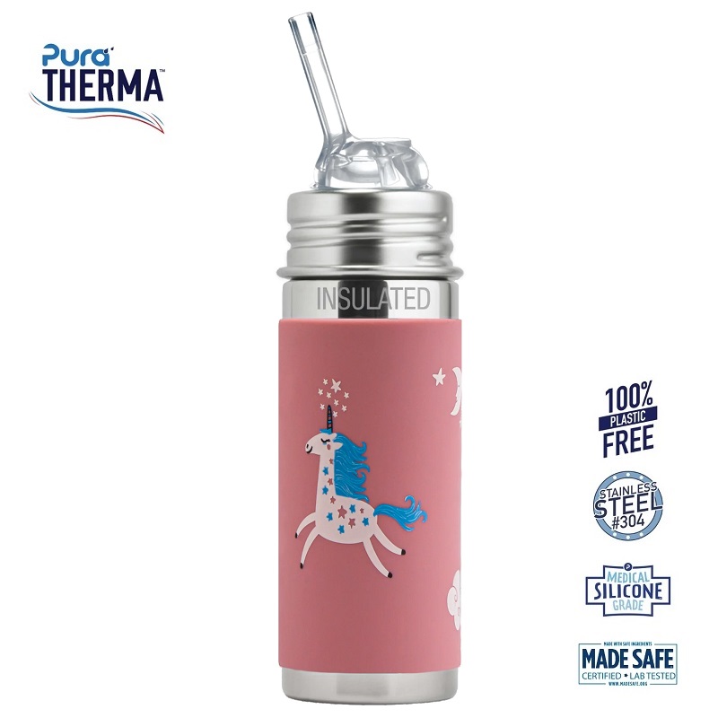 Pura Therma Kiki Straw Baby Sutteflaske Mdr Enhjørning 260ml Fast Flow