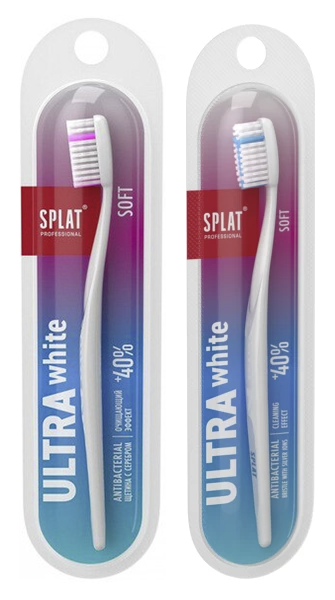 SPLAT® - Whitening Tandbørste Soft  lyseblå/lyserød